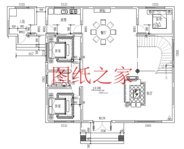 200平米的三层别墅，18X13米、13X18米两种户型，造价50万左右！