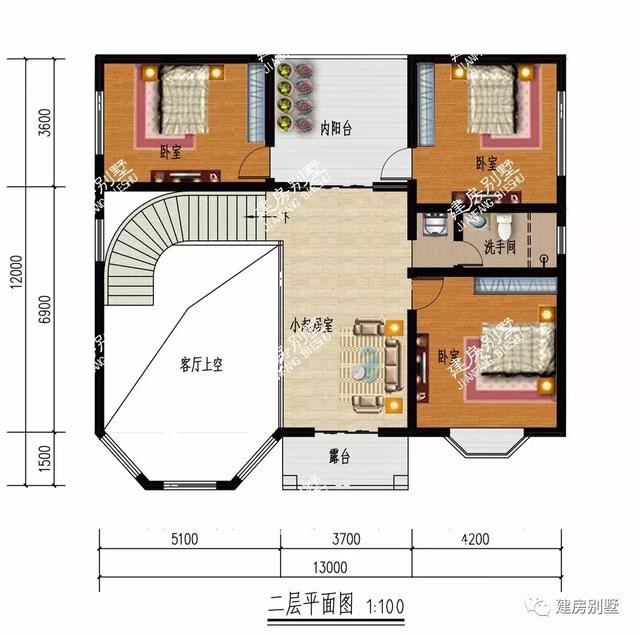 两栋配复式客厅的农村自建房，精致的外观，布局一百分
