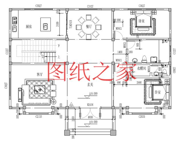 200多平的二层别墅，光开间就有17米，功能齐全、简单大方！