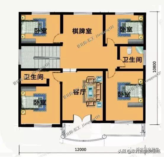 12款带车库的农村别墅图纸，一层12万起，二层16万起，三层30万起