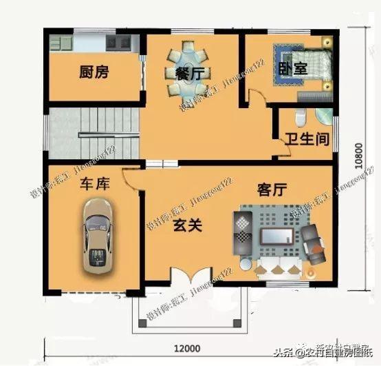 12款带车库的农村别墅图纸，一层12万起，二层16万起，三层30万起