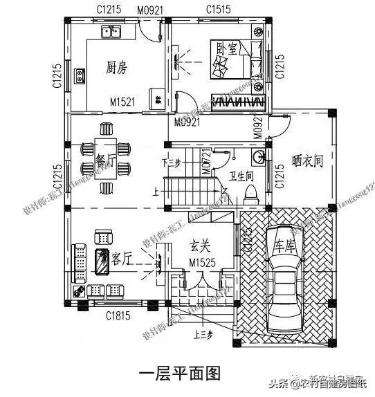 12款带车库的农村别墅图纸，一层12万起，二层16万起，三层30万起