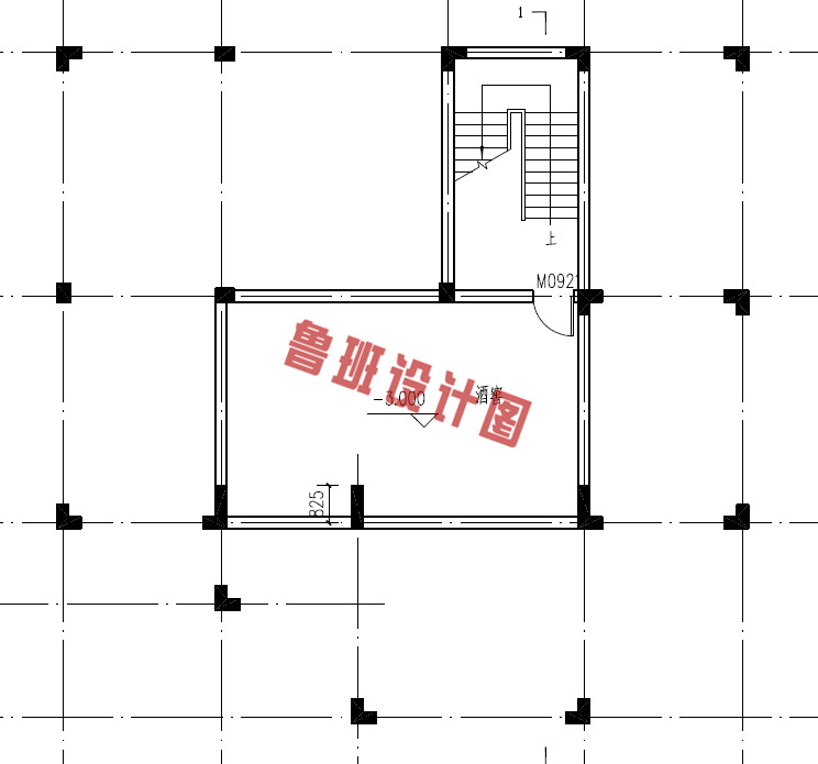 二层中式古典别墅设计地下一层户型图