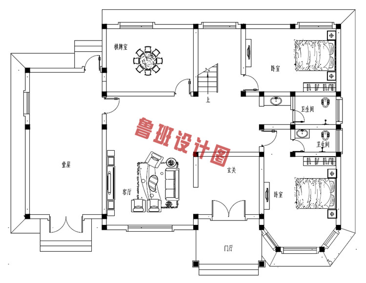 农村二层欧式别墅一层户型图