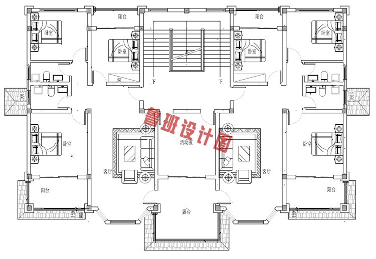 农村三层双拼欧式别墅三层户型图