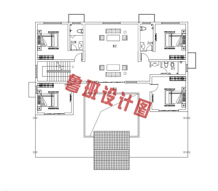 乡村二层中式四合院自建房屋二层户型图