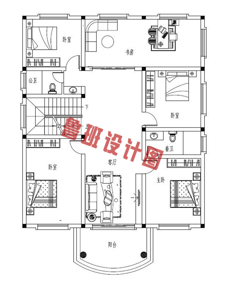 三层农村自建房二层户型图