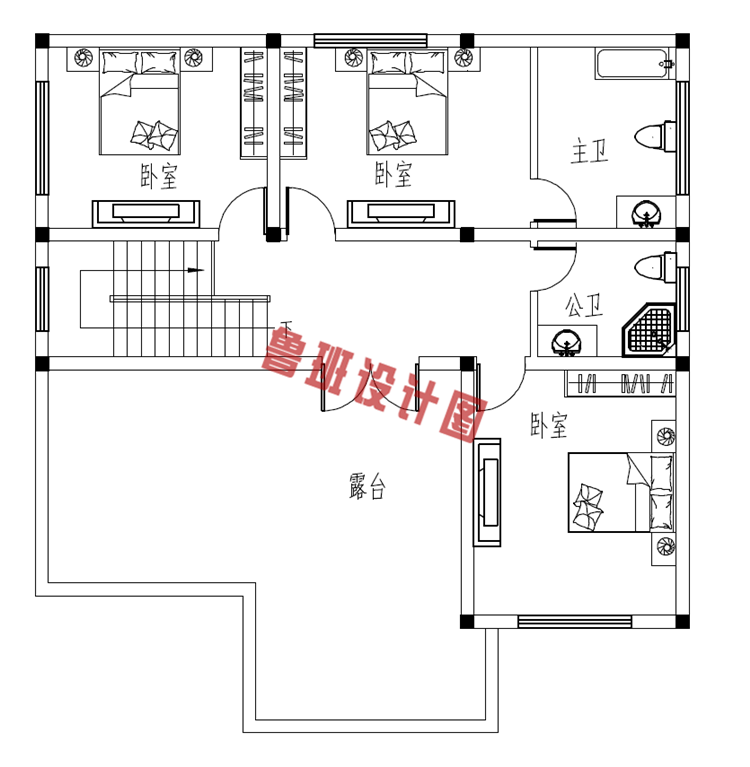 三层现代楼房设计三层户型图