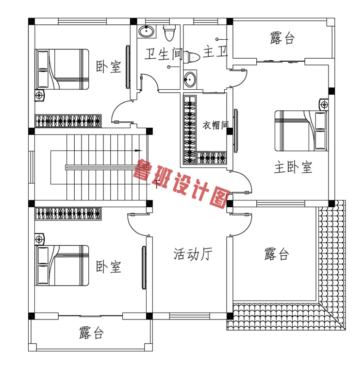 11X12米三层经典楼房设计三层户型图