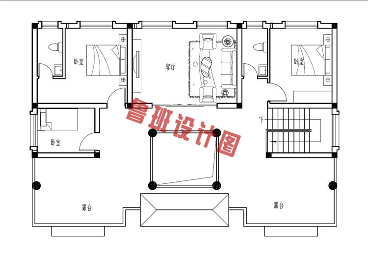 二层四合院别墅设计二层户型图