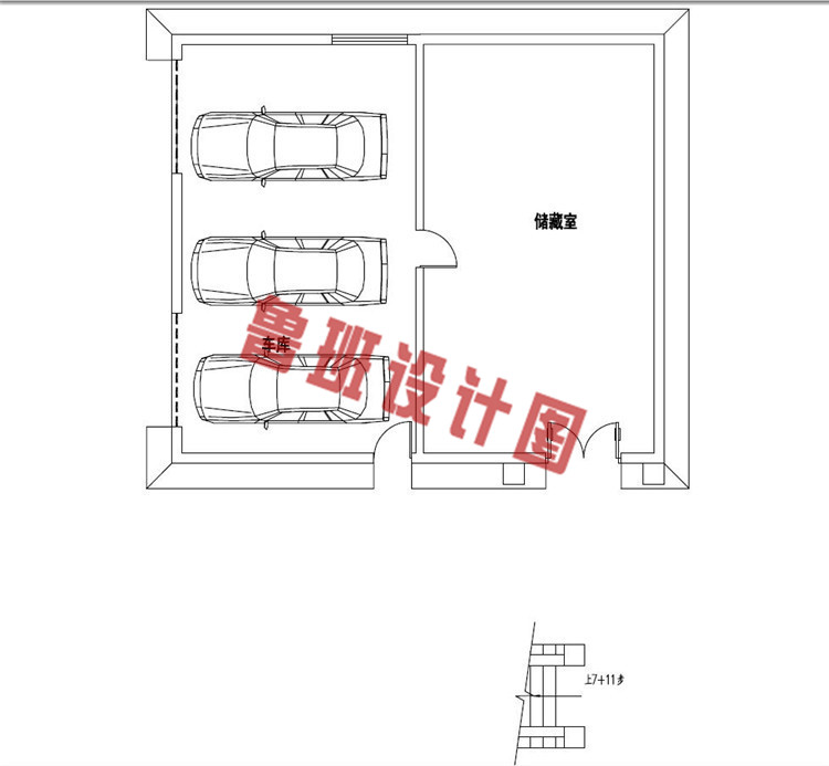 120平泰式风格三层别墅设计一层户型图