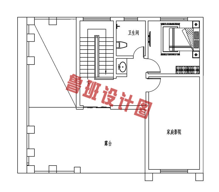 120平泰式风格三层别墅设计三层户型图