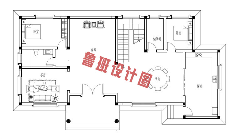 190平大户型欧式别墅设计一层户型图