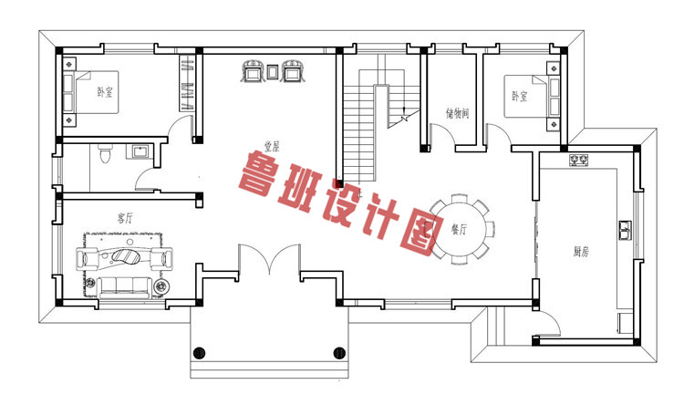 190平大户型欧式别墅设计一层户型图