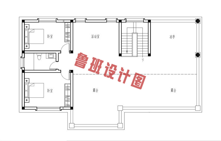 190平大户型欧式别墅设计三层户型图