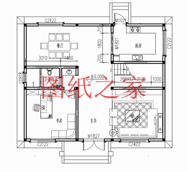 12X11米二层别墅，户型方正造价20万左右，非常经济实用！