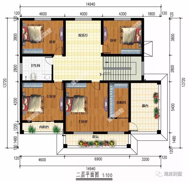 面宽相近的两栋农村自建房，第一栋带车库，第二栋3落地窗设计