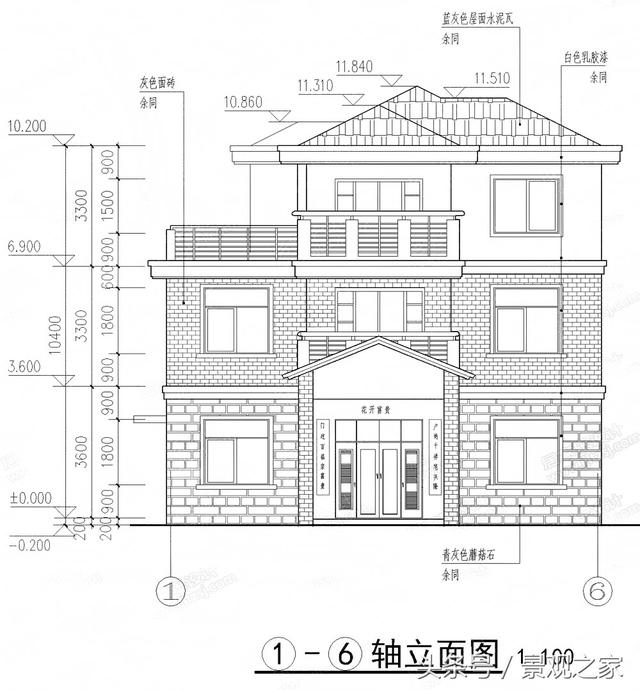 新农村中式三层自建别墅全套设计图 带露台