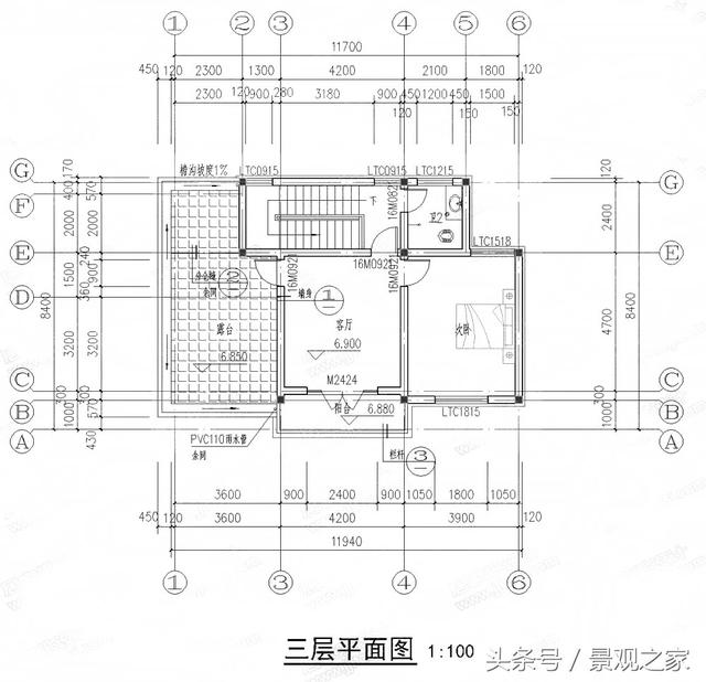 新农村中式三层自建别墅全套设计图 带露台