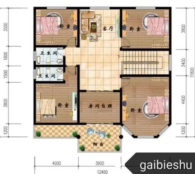 开间12米造价25万左右农村二层自建房:多卧室设计带棋牌室