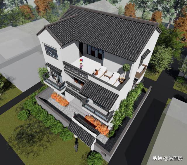 露台+庭院，广西农村新中式别墅66万建得大气，一看就是大户人家
