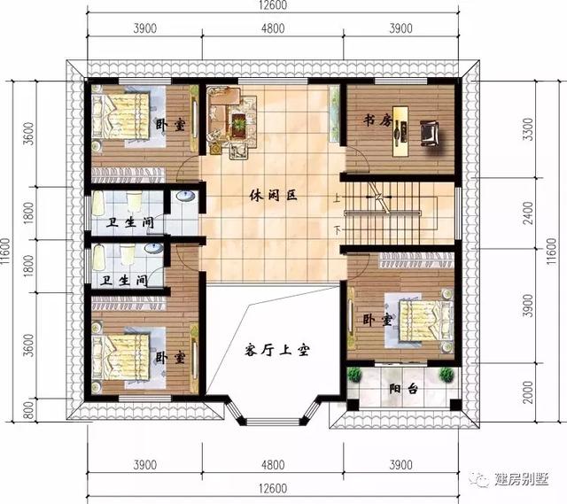 内配复式客厅的农村自建房，两层小别墅也能很精致大气