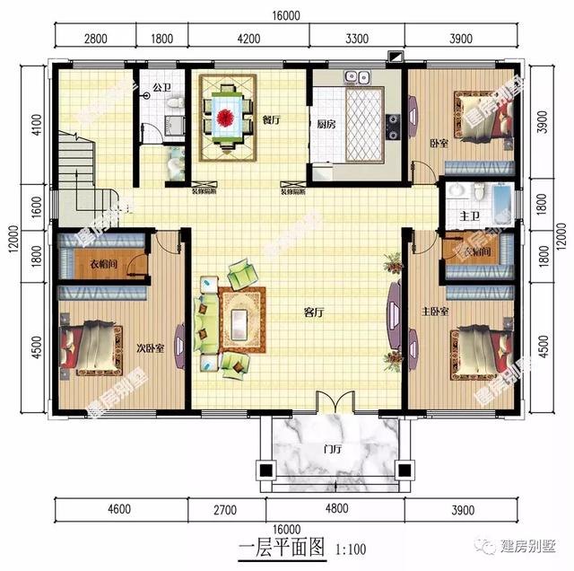 两栋用挑空客厅的农村豪宅，第一栋配车库，有堂屋很实用