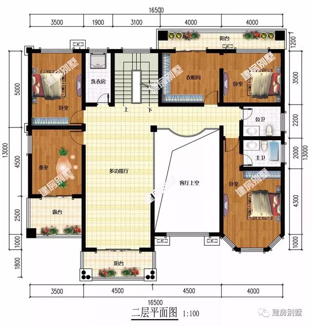 两栋用挑空客厅的农村豪宅，第一栋配车库，有堂屋很实用