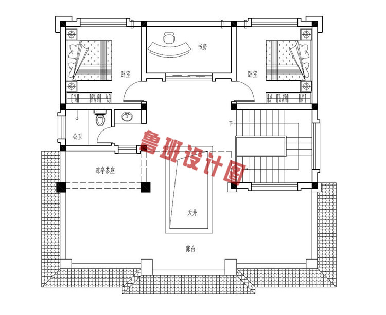 二层四合院别墅二层户型图