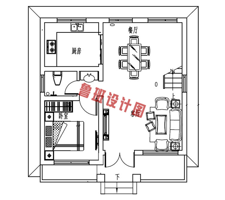 小户型二层别墅一层户型图