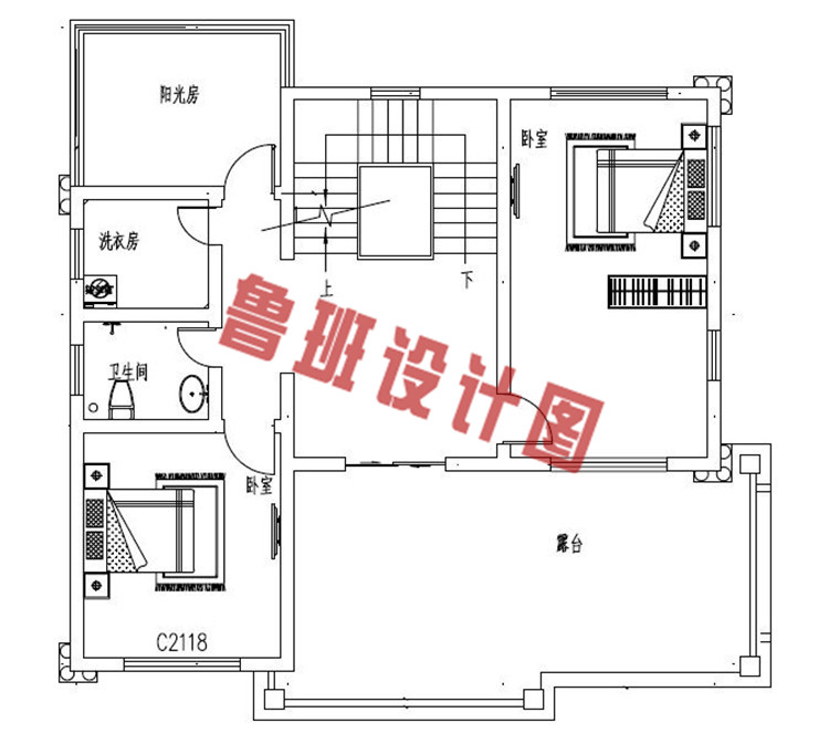 简欧三层砖混结构别墅设计三层户型图