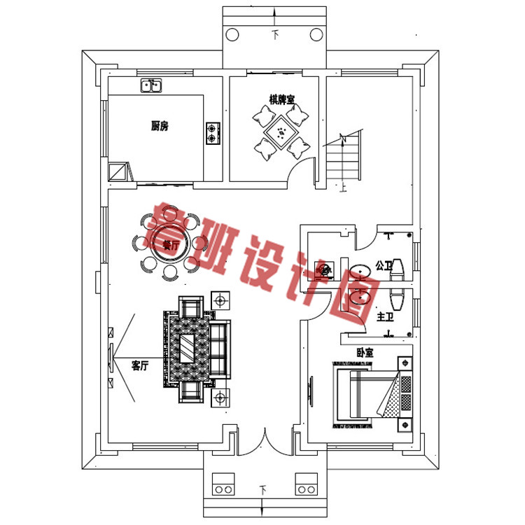 三层豪华高端别墅一层户型图