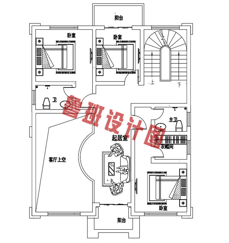 三层豪华高端别墅二层户型图