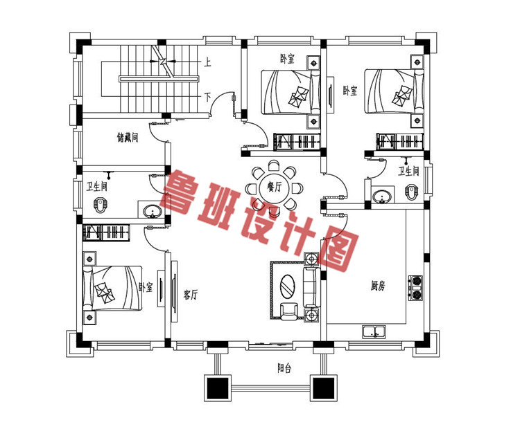 三层农村别墅二层户型图