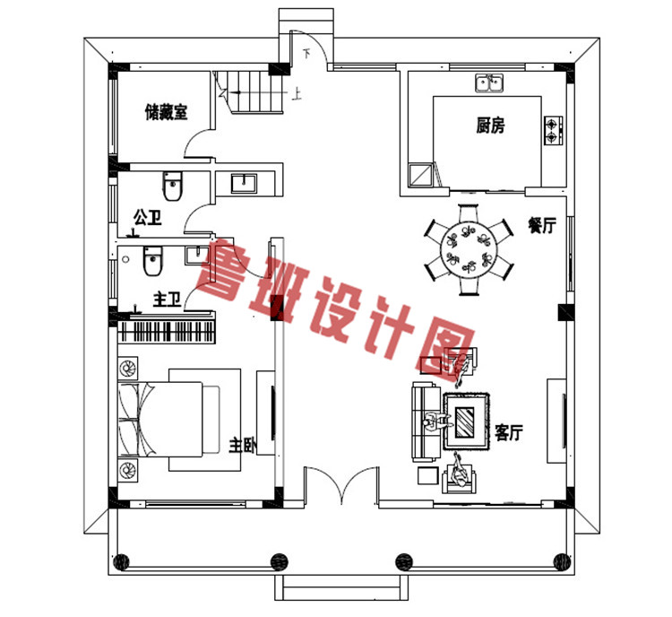 三层农村别墅一层户型图