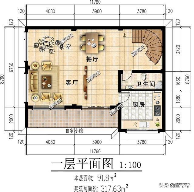 占地91平的农村别墅，造价低外观美，建在农村再完美不过了