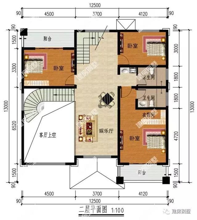 相似风格的两栋农村自建房，都配复式客厅，主体30万左右