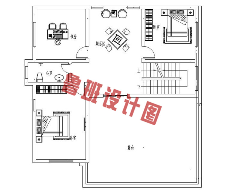 现代风格三层平屋顶别墅设计三层户型图