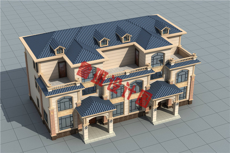 新款大气三层双拼自建别墅设计图片