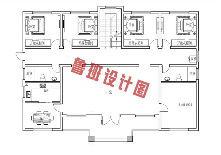 最新大空间三层双拼别墅设计一层户型图