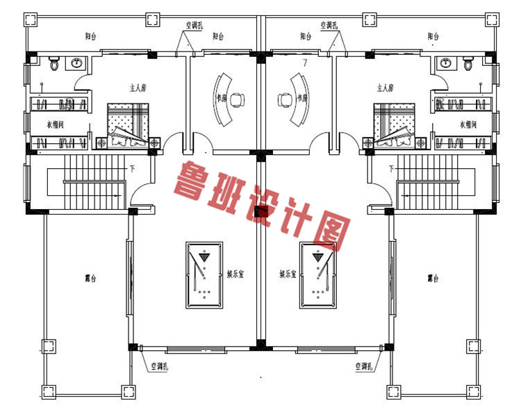 最新欧式三层双拼设计三层户型图