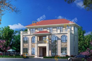 农村自建三层别墅设计效果图，百万豪宅。