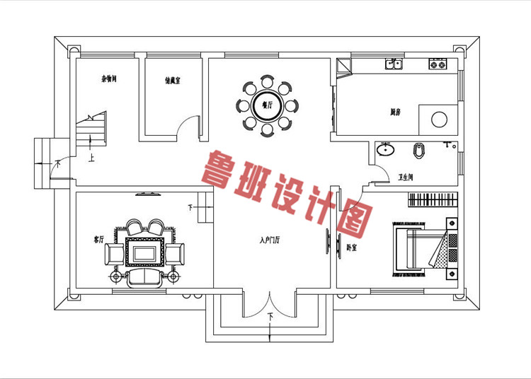 15X9米新农村四层别墅户型设计一层户型图