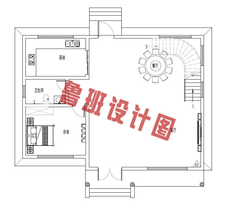 超豪华的四层欧式乡村别墅设计一层户型图