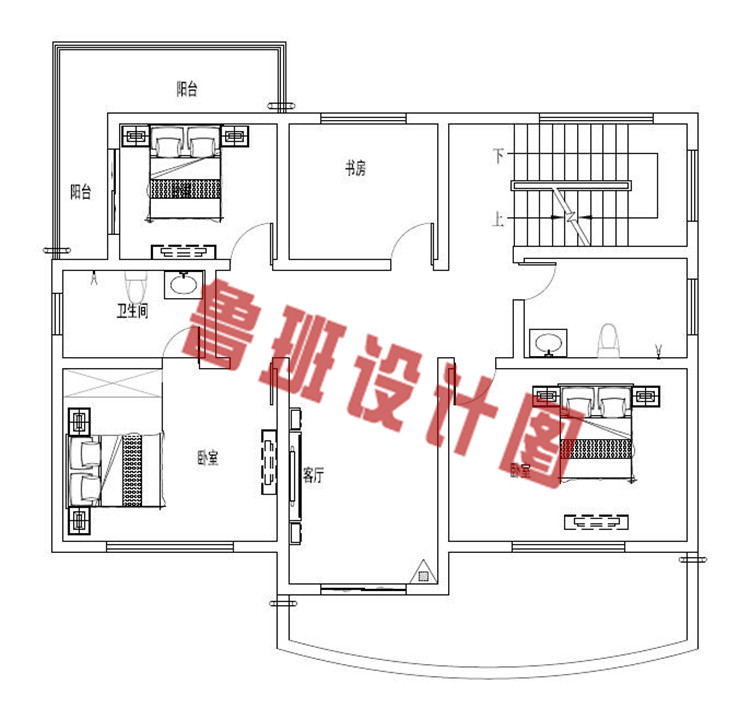 超豪华的四层欧式乡村别墅设计三层户型图