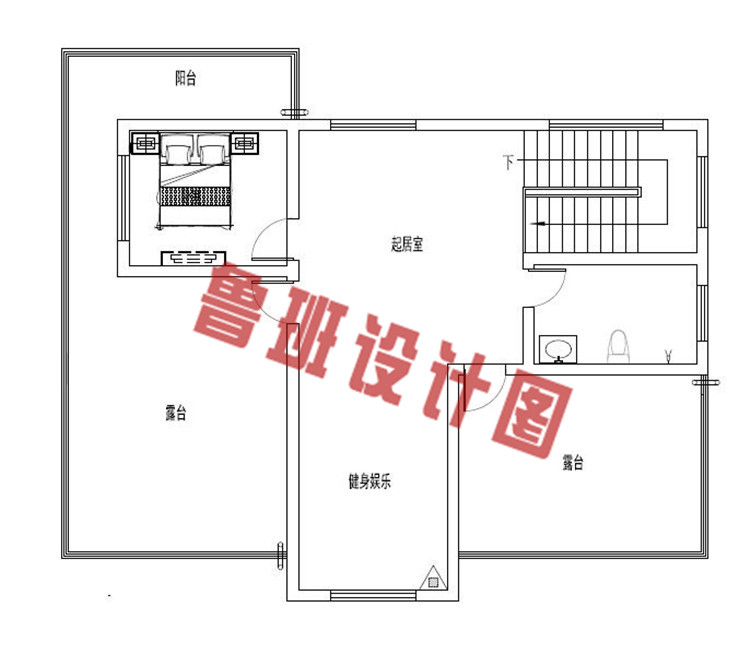 超豪华的四层欧式乡村别墅设计四层户型图