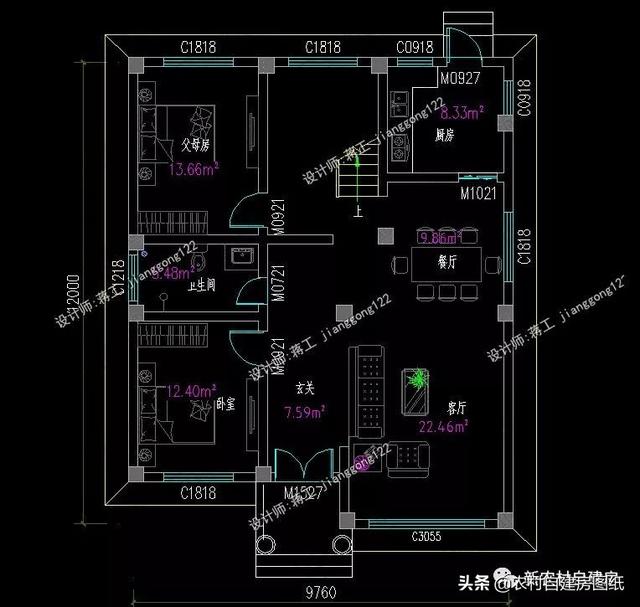 10X12米4款三层农村别墅，家里不需要有矿，人人都建的起的小别墅