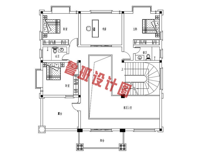 四层农村自建房设计二层户型图