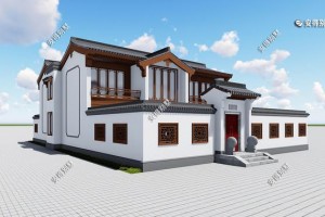 2层中式别墅设计方案，白墙灰瓦意境迷人。