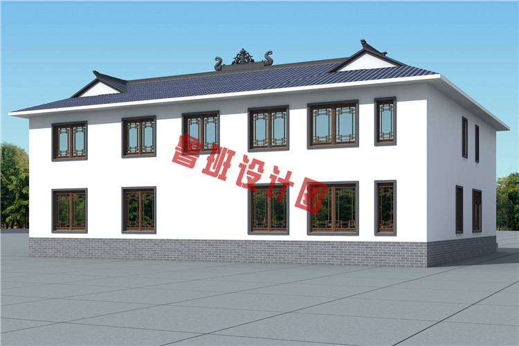 新中式二层小四合院别墅设计图片